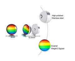 LGBT Pride Stainless Steel Rainbow Stud Earrings