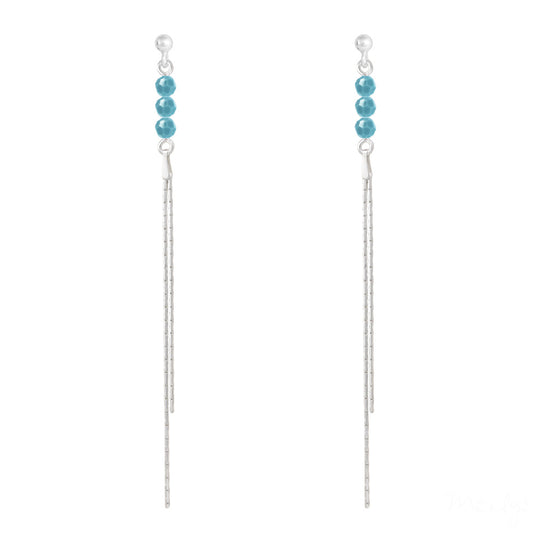 Turquoise Swarovski Crystal Thread Earrings in Sterling Silver