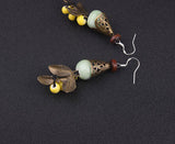Oriental Style Dangle Yellow Earrings