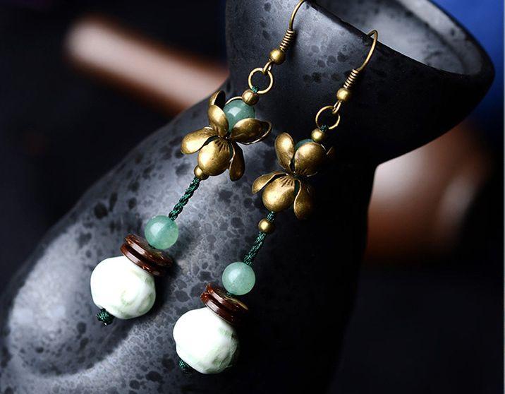 Jade Lotus Quartz Earrings