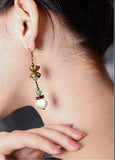 Ornamental Jade Lotus Quartz Earrings