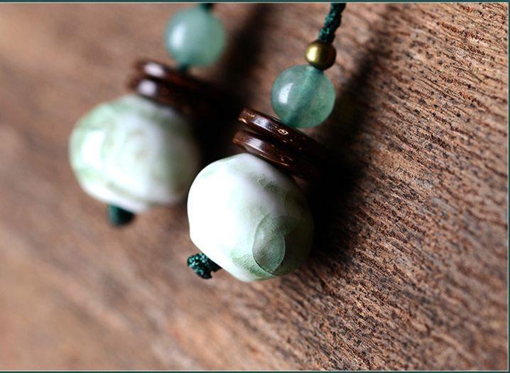 Ornamental Jade Lotus Quartz Earring