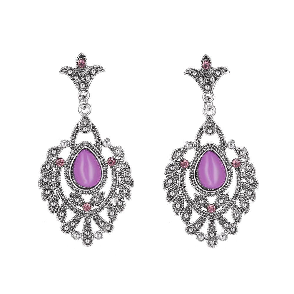 Popular Vintage Alloy Bridal Silver Drop Jewelry Earrings
