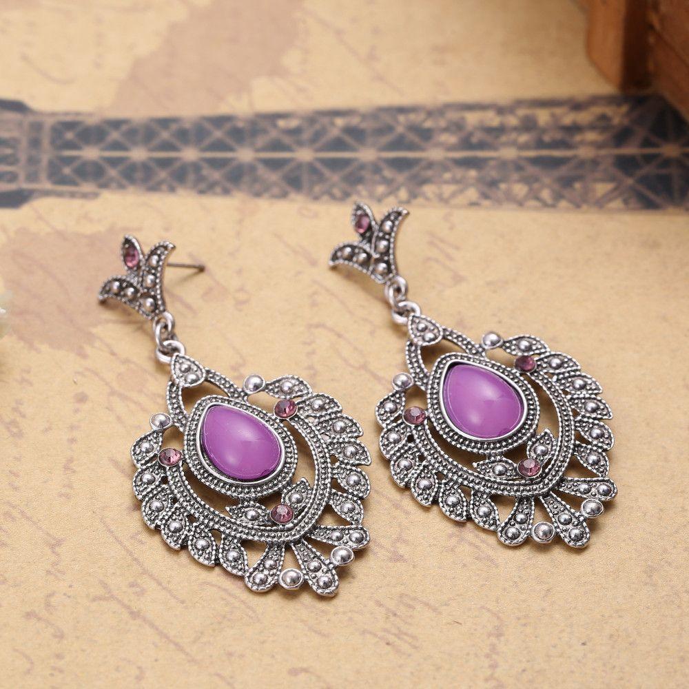 Popular Vintage Alloy Bridal Silver Drop Jewelry Earrings