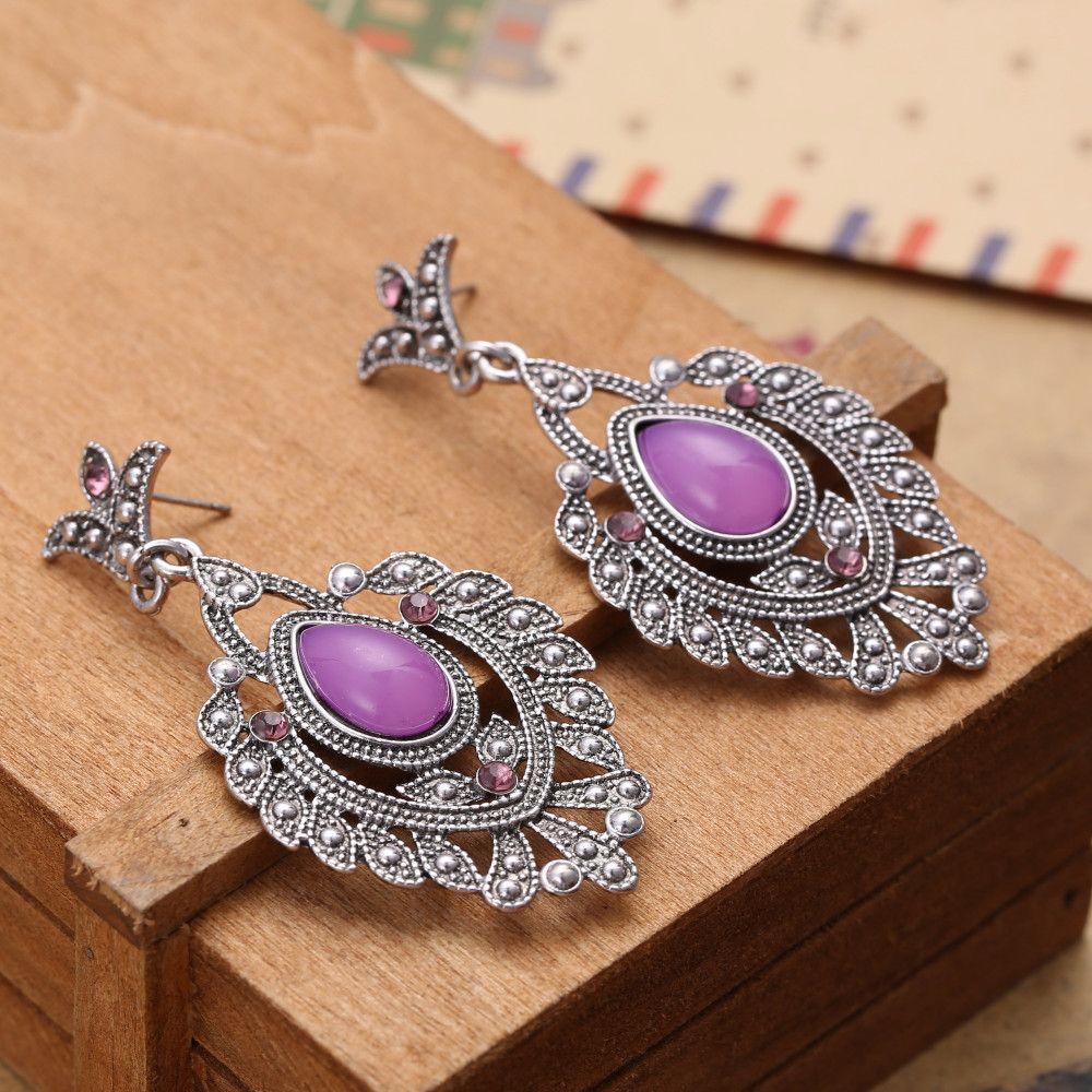 Popular Vintage Alloy Bridal Silver Drop Jewelry Earrings