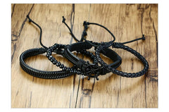 4 Pcs Genuine Leather Bracelet Set
