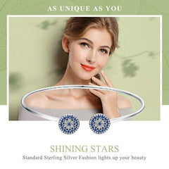 Blue Eyes Blue CZ  Cuff Bangle  Bracelet