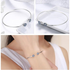 Blue Eyes Blue CZ  Cuff Bracelet Bangle  