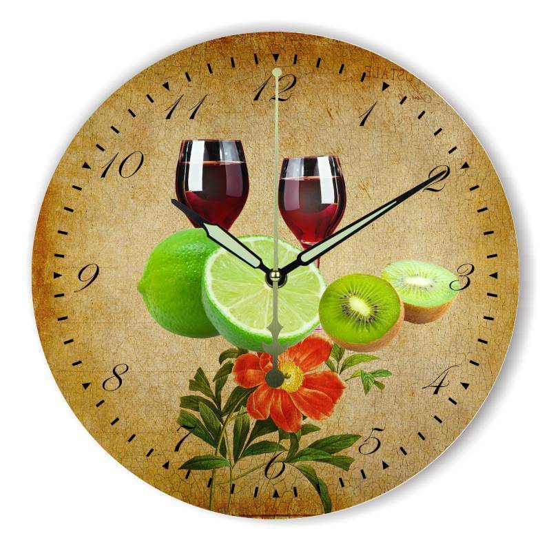 Large Vintage Wine and Fruits Clock