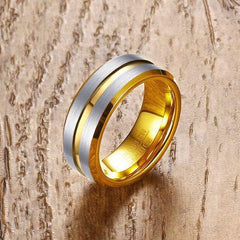 Gold Inlay Tungsten Ring