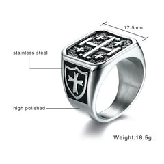 Cross of Jerusalem Mens Ring