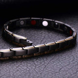 Womens Adjustable Link Bracelet in Black and Gold Tone
