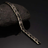 Womens Adjustable Link Bracelet in Black and Gold Tone