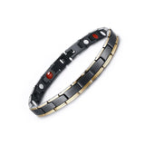 Womens Adjustable Link Bracelet in Black and Gold Tone
