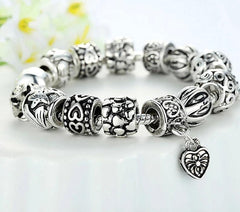 Antique Silver Charm Bangle Bracelet