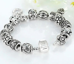Antique Silver Charm Bangle Bracelet