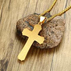 CZ Stones  Mens Cross Pendant Necklace