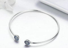 Blue Eyes CZ  Blue  Cuff Bracelet Bangle  