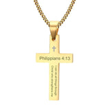 Philippians Gold Cross Pendant for Men