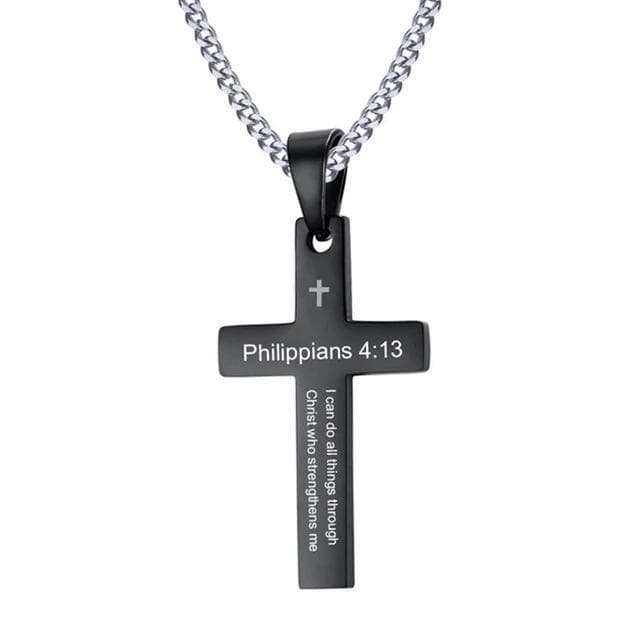 Philippians Black Cross Pendant for Men