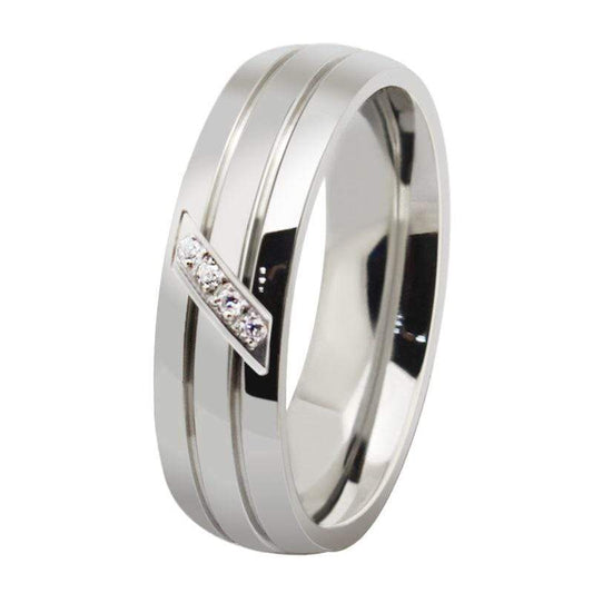 Women Silver Steel Wedding Band Ring