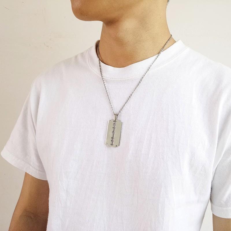 Steel Razor Blade Stainless Necklace for Men