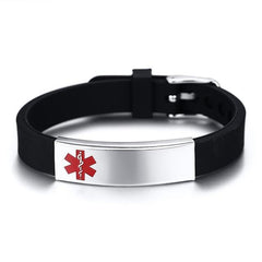 Custom Engraved Black Medical Alert ID Bracelet