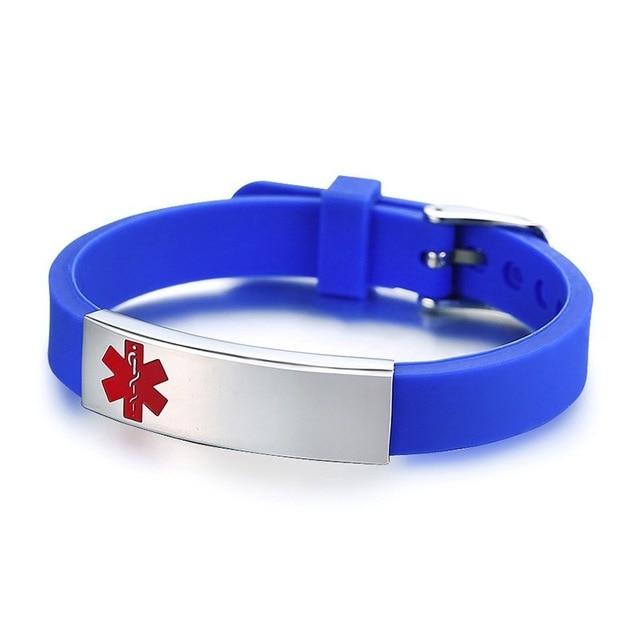 Custom Engraved Blue Medical Alert ID Bracelet