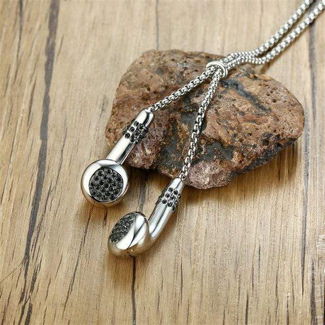 Stainless Steel Mens Headset   Necklace