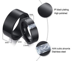 Black Stainless Steel Wedding Band Ring - delete