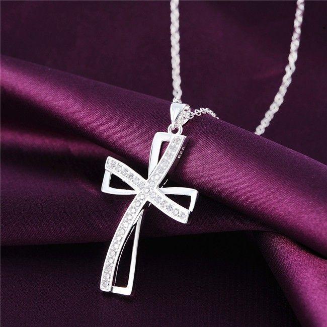 Cross Necklace with Zircon Embellishment