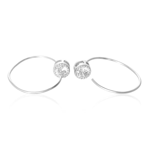 Silver Gold Gemstone Studded Wire earrings