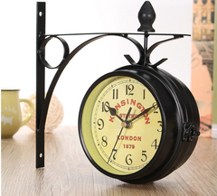 Vintage Double Sided Wall Mounted Train Clock