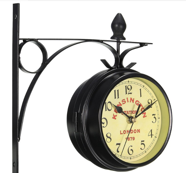 Vintage Double Sided Wall Mounted Train Clock