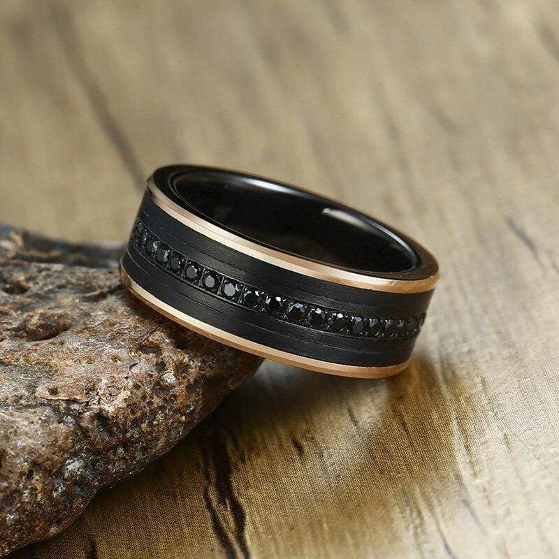 Black and rose gold wedding band deals