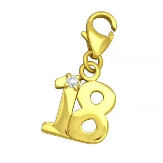 Gold 18th Clip on Charm