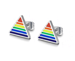 LGBT Pride Stainless Steel Triangle Rainbow Stud Earrings