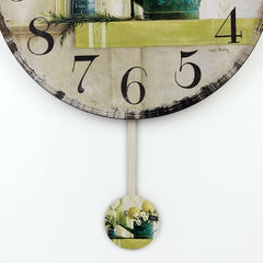 Floral  Pendulum Wall clock Quiet, Non-Ticking.